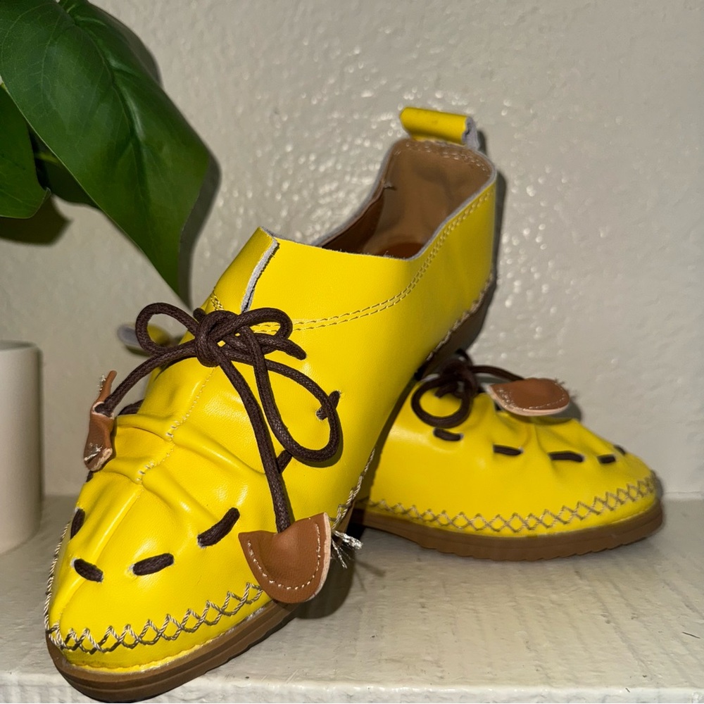 Eden Slip On Yellow 6 Wide Shoes Boat Loafer Style Comfortable
